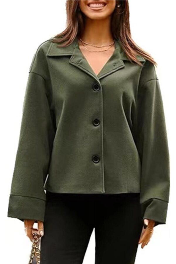 Cropped Buttoned Blazer Jacket - Image 15