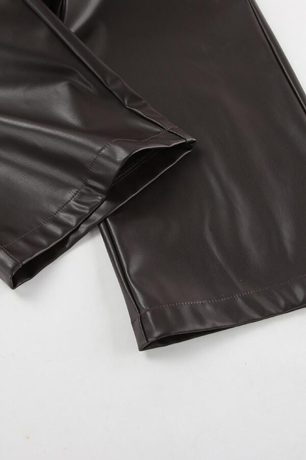 Fleece-Lined Faux Leather Trousers - Image 10