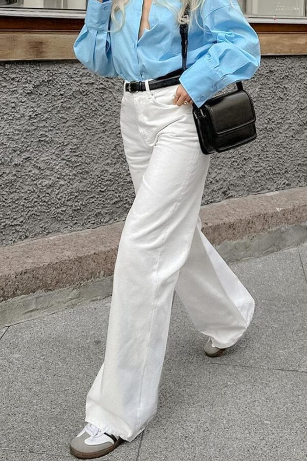 White Wide-Legged Trousers - Image 5