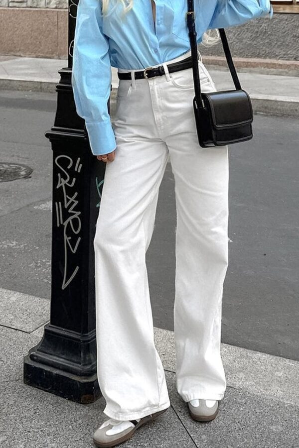 White Wide-Legged Trousers - Image 6