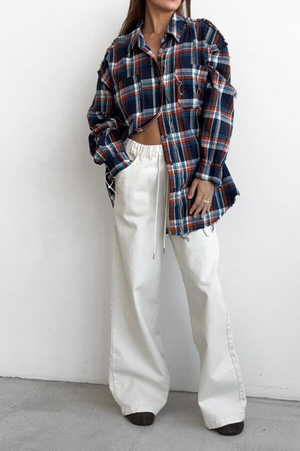 White Cotton Wide-Legged Pants - Image 13