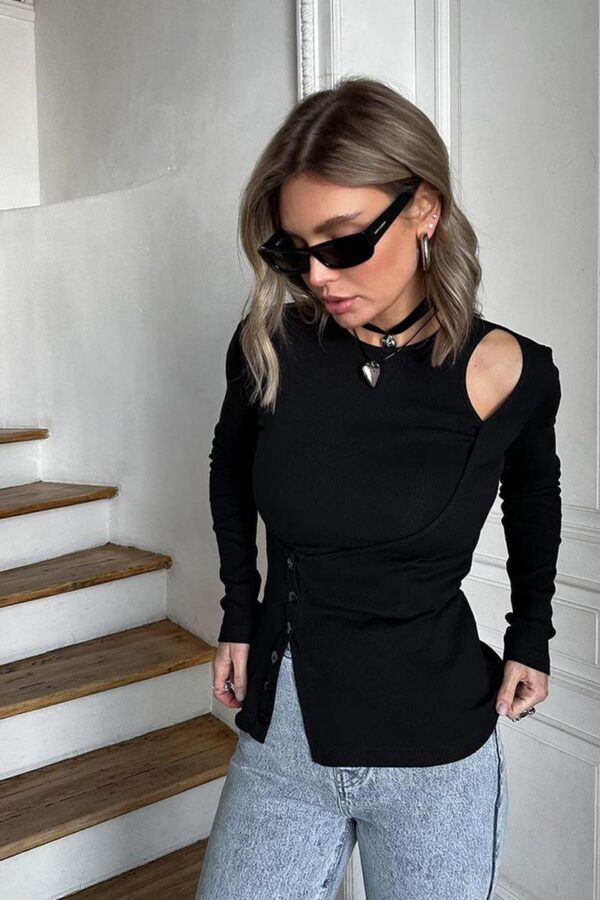 Asymmetrical Shoulder Cut Top - Image 10