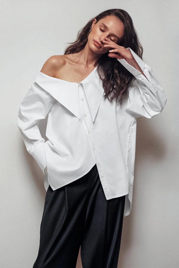 Off-Shoulder Asymmetrical Shirt - Image 4