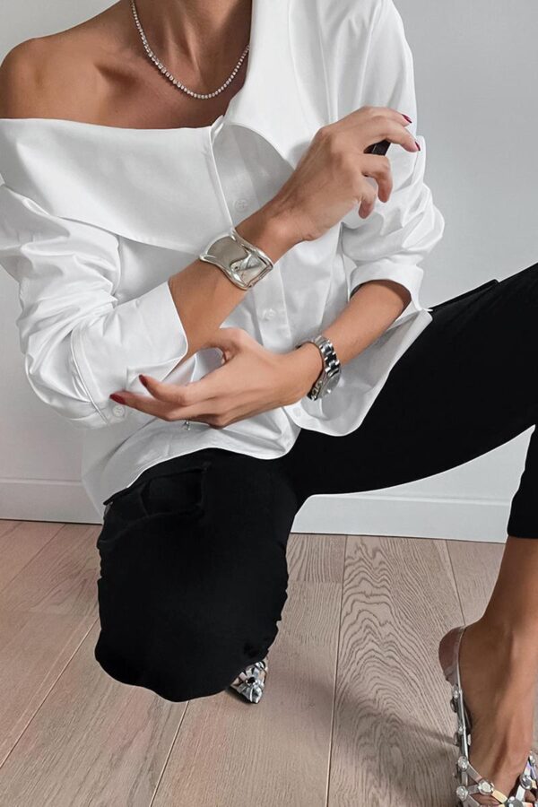 Off-Shoulder Asymmetrical Shirt - Image 5