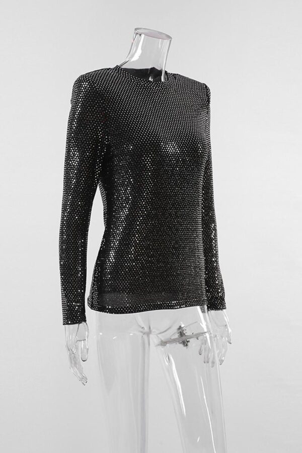 Metallic Print Black T-Shirt - Image 2