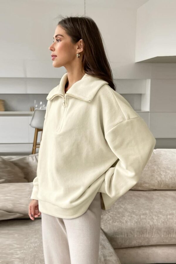 Beige Fleece Knit Pullover - Image 6