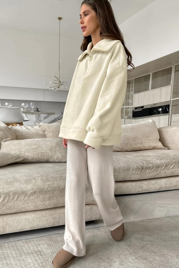Beige Fleece Knit Pullover - Image 7