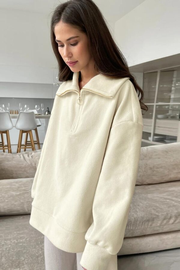 Beige Fleece Knit Pullover - Image 8