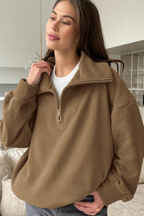 Beige Fleece Knit Pullover - Image 9