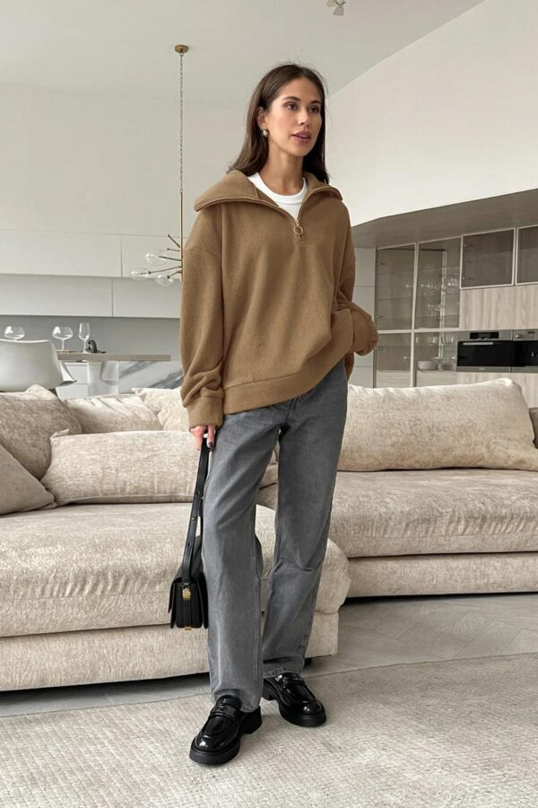 Beige Fleece Knit Pullover - Image 12